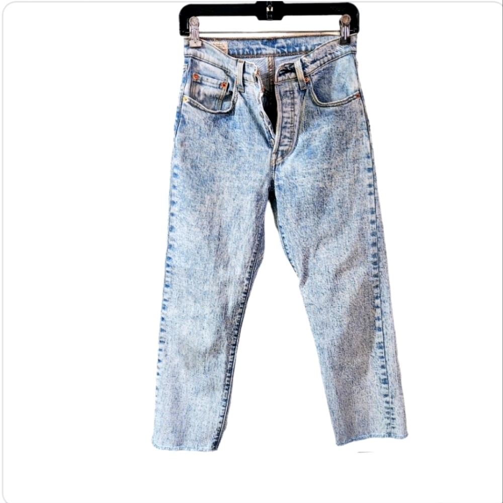 Levi's 501 Acid Washed High Waist Denim Jeans Size 24